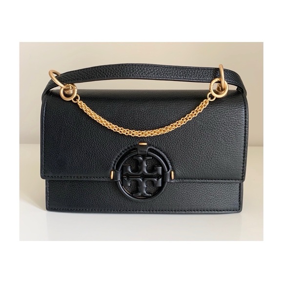 Tory Burch Small Miller Leather Flap Shoulder Bag Black - Picture 7 of 10